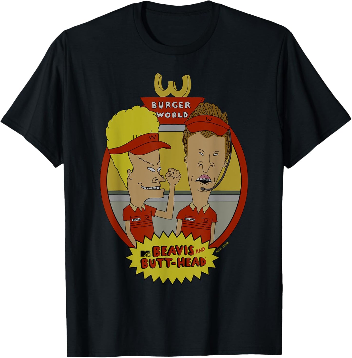 Beavis and Butt-Head Burger World Circle Frame Poster T-Shirt - T-Shirt | Black