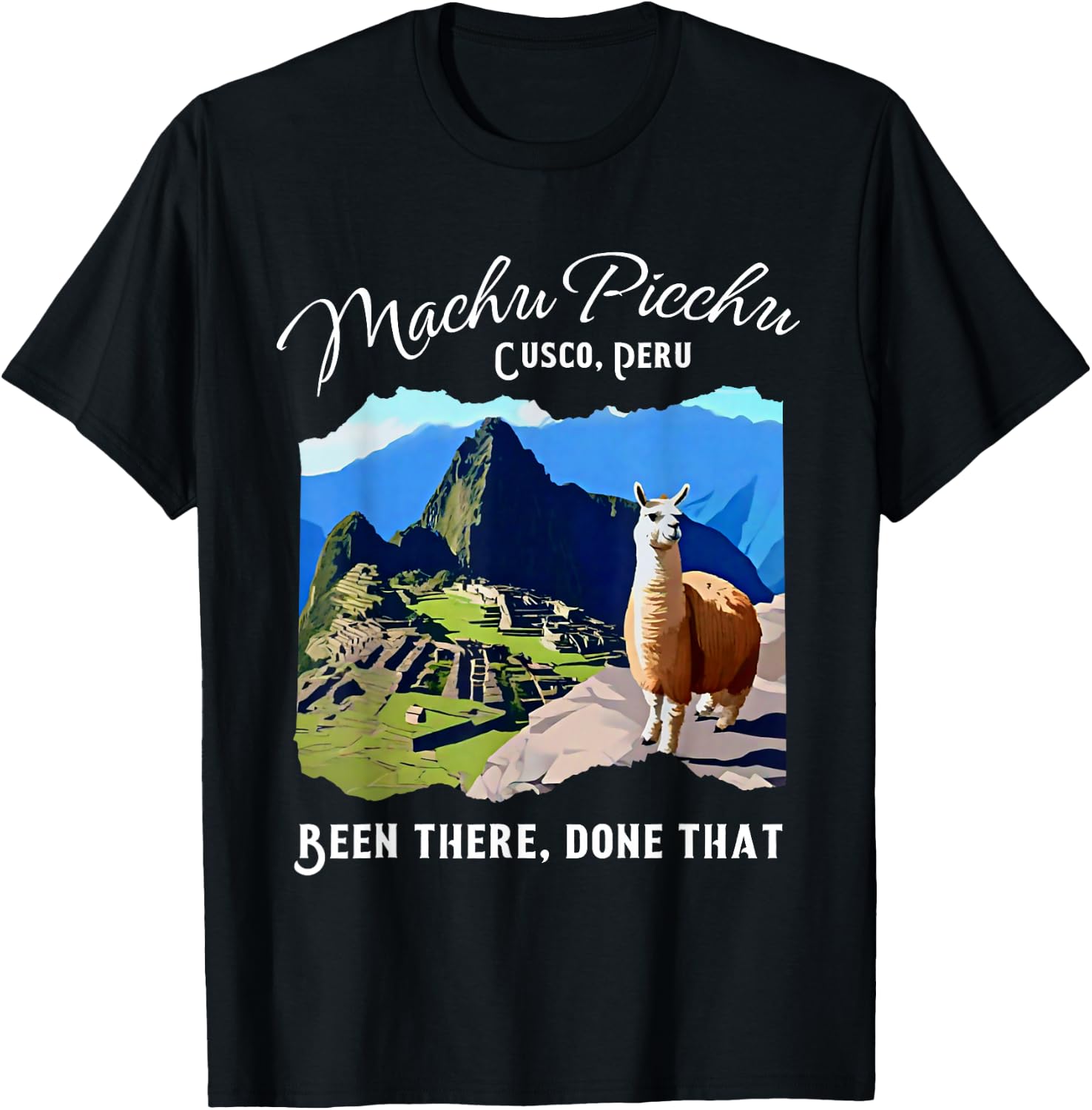 Peru Cusco Llama Souvenir Machu Picchu T-Shirt - T-Shirt | Black