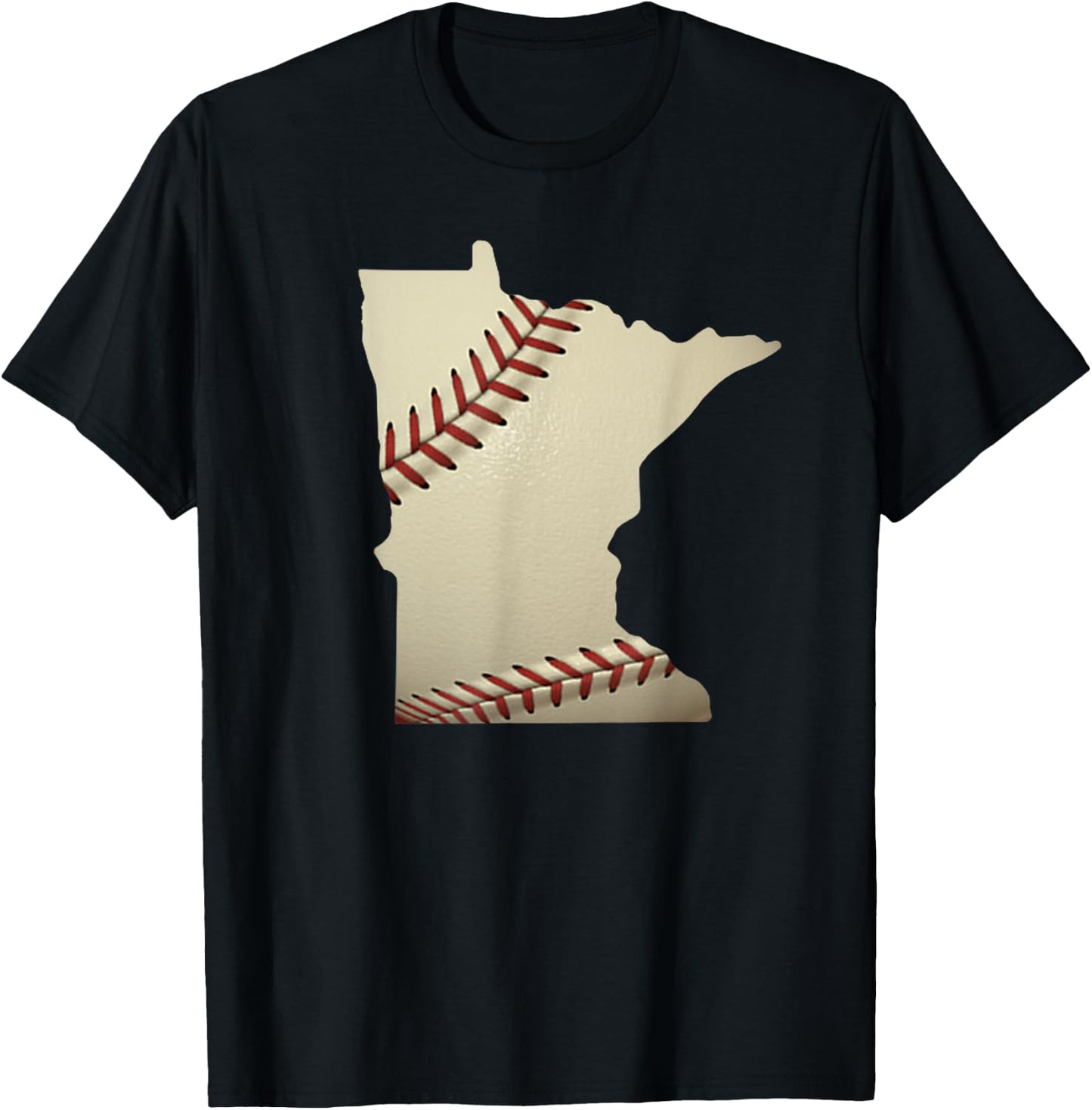 Minnesota Baseball State Map Softball Love MN USA Fan T-Shirt - T-Shirt | Black