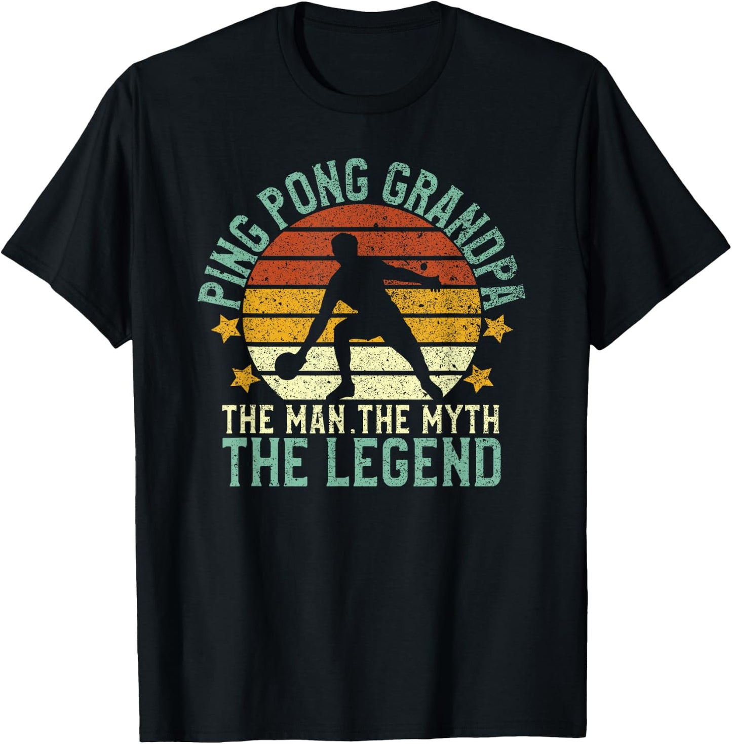 Ping Pong Grandpa The Man The Myth The Legend Table Tennis T-Shirt - T-Shirt | Black