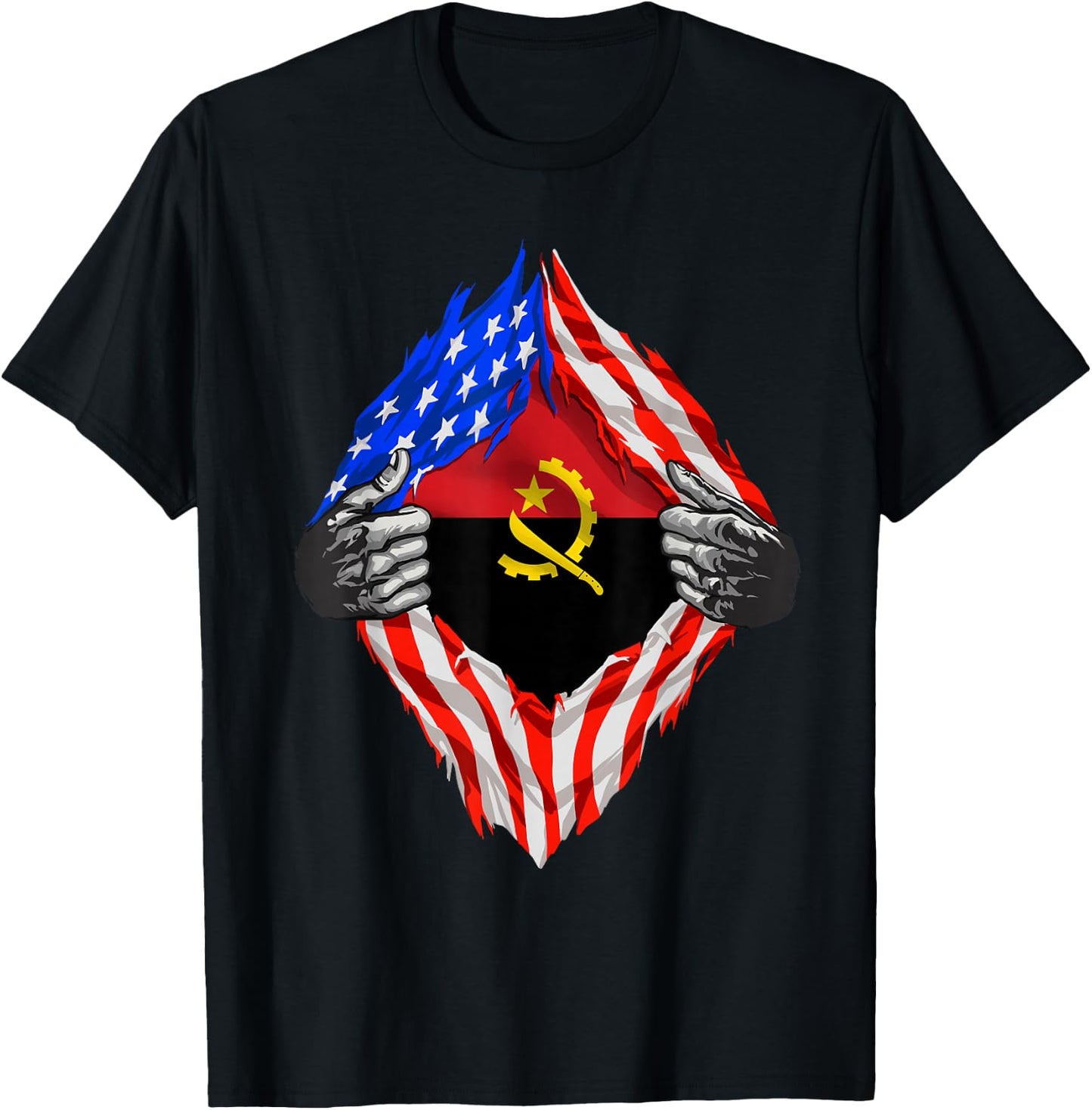 Angola Shirt Super Angola Flag Central Africa Angolan Roots T-Shirt - T-Shirt | Black