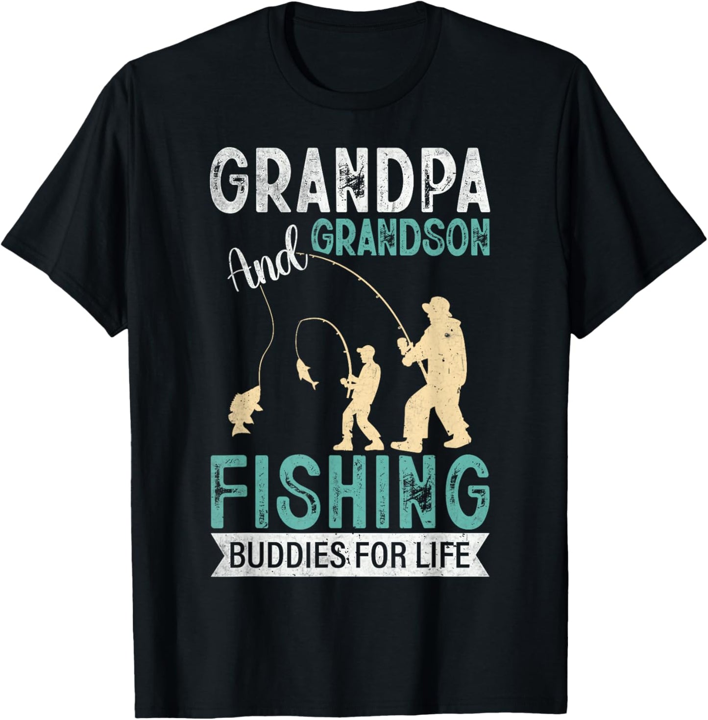 Grandpa and Grandson Fishing Buddies for Life Matching T-Shirt - T-Shirt | Black