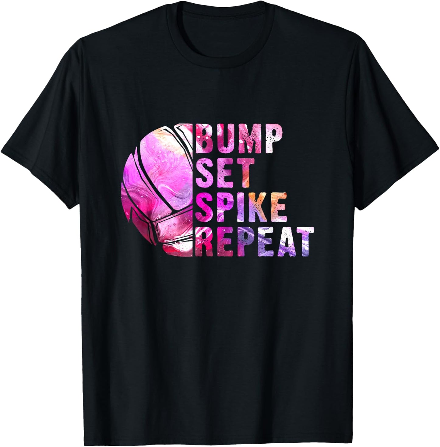Bump Set Spike Repeat Volleyball Lover Athlete Sports Gift T-Shirt - T-Shirt | Black