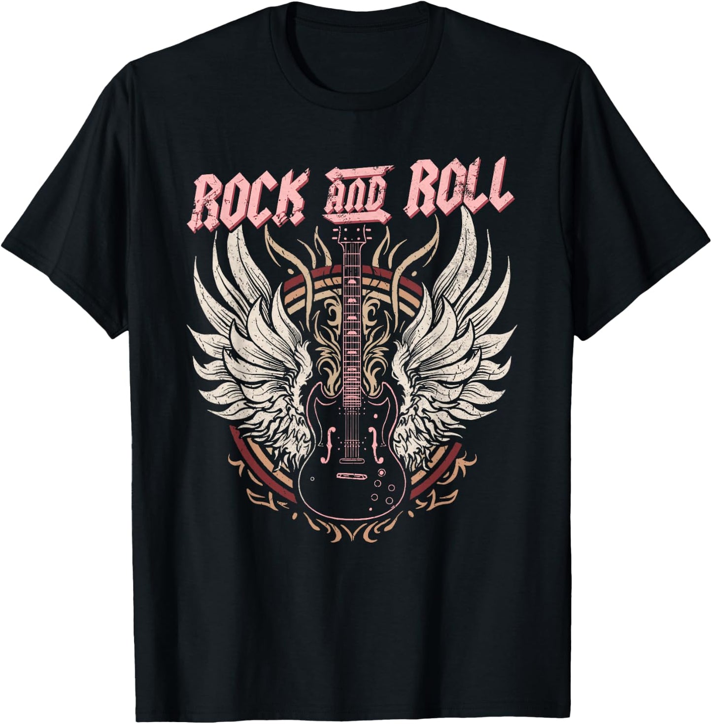 Rock & Roll Guitar Vintage ROCK Women Rock Band Music T-Shirt - T-Shirt | Black