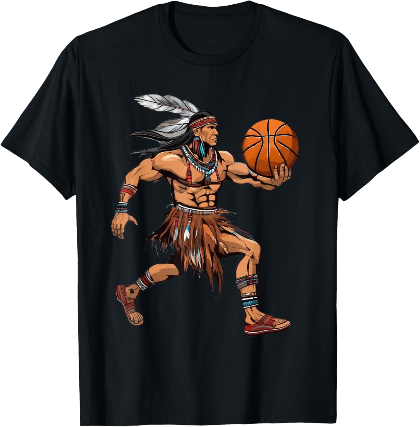 American Indian Basketball Tribe Team Match Rez Ball T-Shirt - T-Shirt | Black