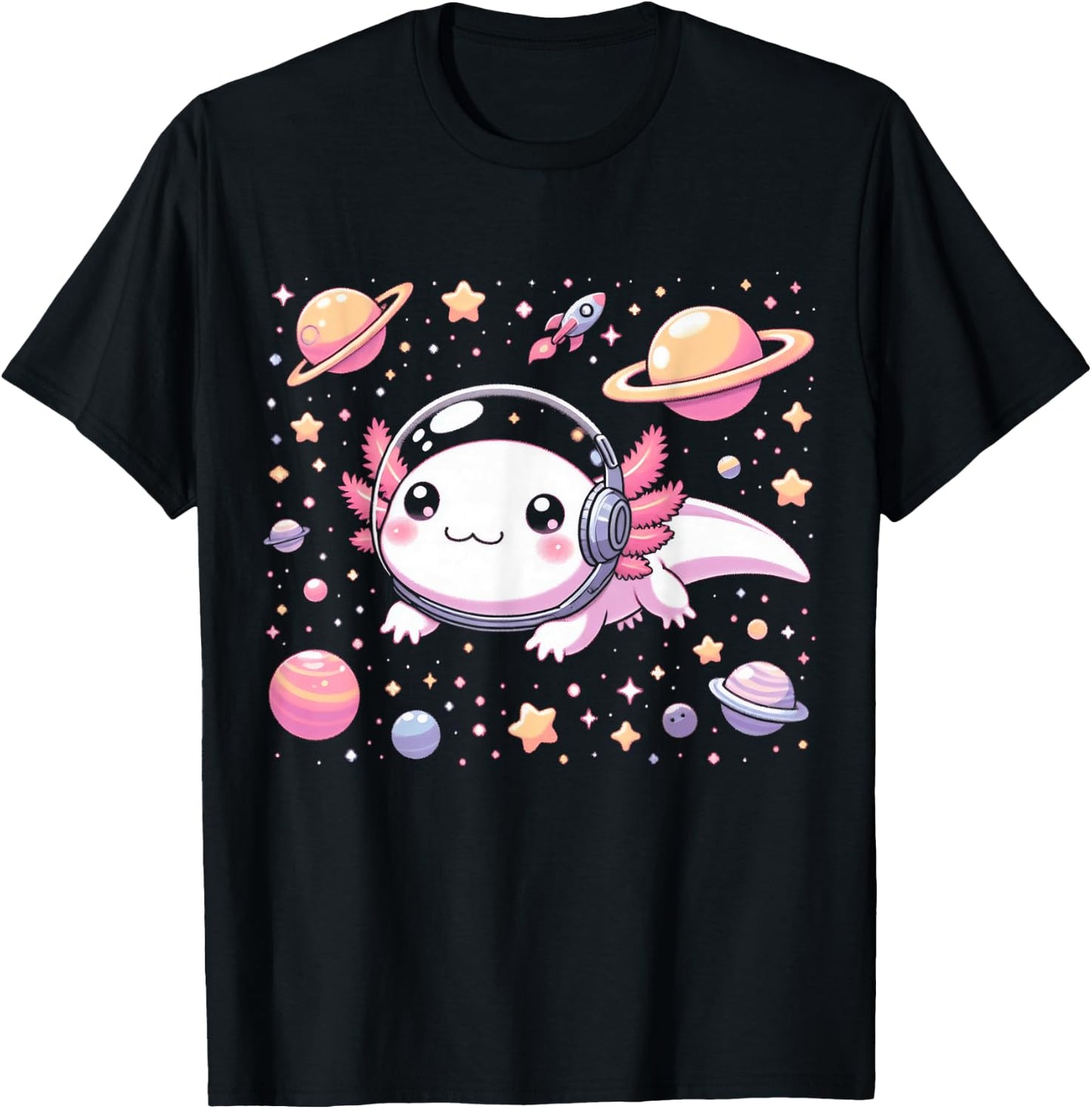 Astrolotl Space Axolotl - Kawaii Japanese Anime Axolotl T-Shirt - T-Shirt | Black