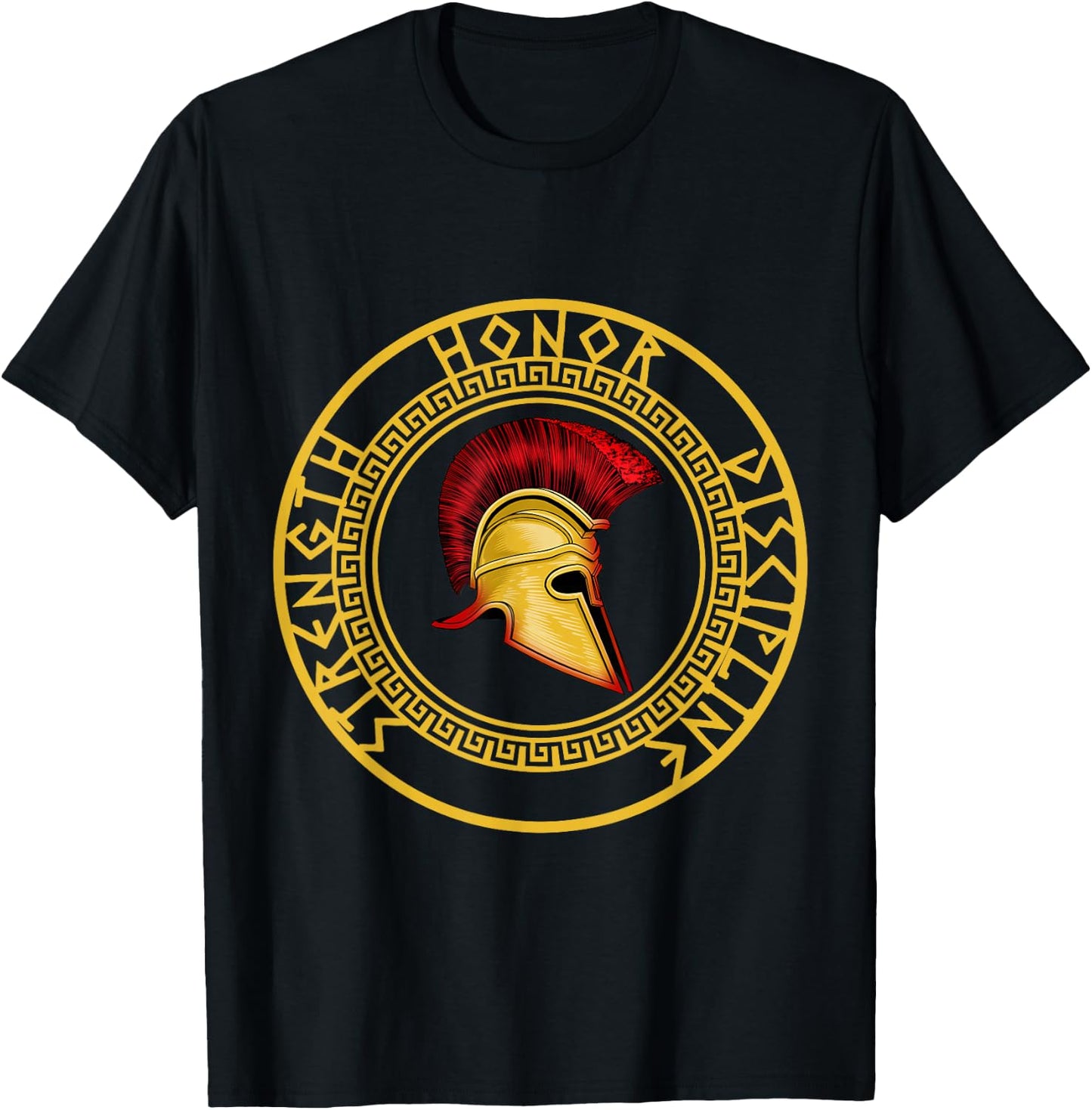Strength Honor Discipline Fighter Soldier Spartan Sword T-Shirt - T-Shirt | Black