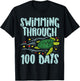 Swimming Through 100 Days Turtle 100th Day School Kids Gift T-Shirt - T-Shirt | Black