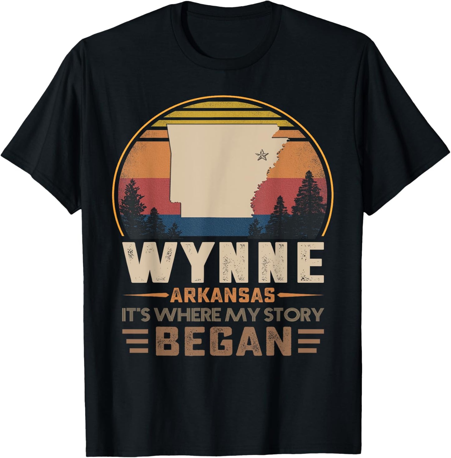 Vintage Wynne Arkansas Homtown My Story Began T-Shirt - T-Shirt | Black