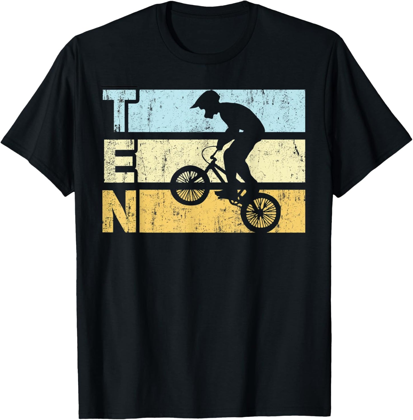 10 Year Old BMX Birthday Party Vintage Dirt Biking 10th T-Shirt - T-Shirt | Black