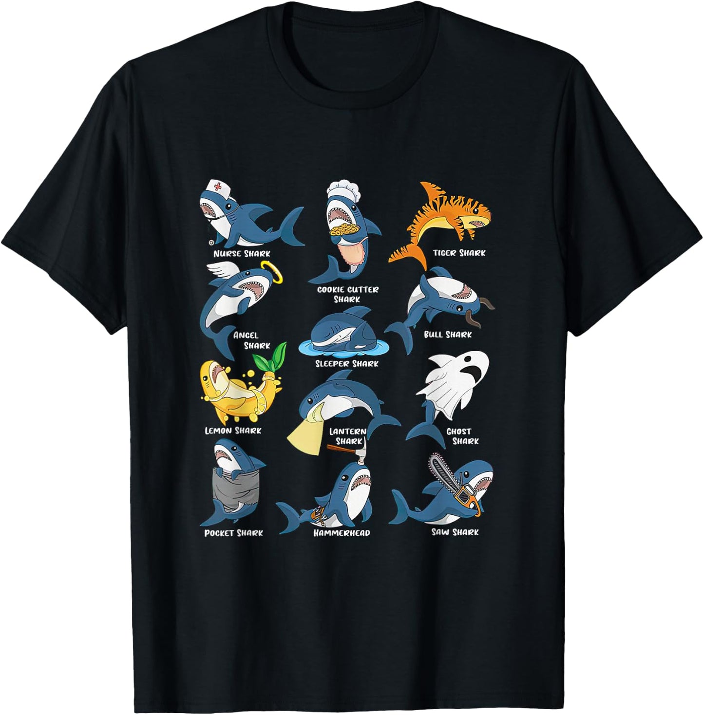 Nurse cookie cutter tiger angel sleeper bull saw funny shark T-Shirt - T-Shirt | Black