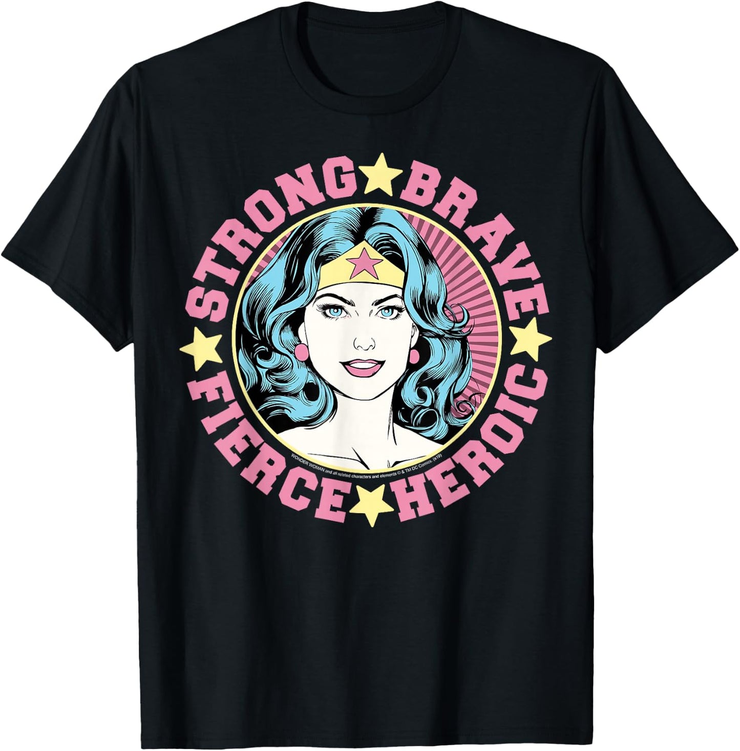 DC Comics Wonder Woman Strong Brave Vintage Wrap Around T-Shirt - T-Shirt | Black