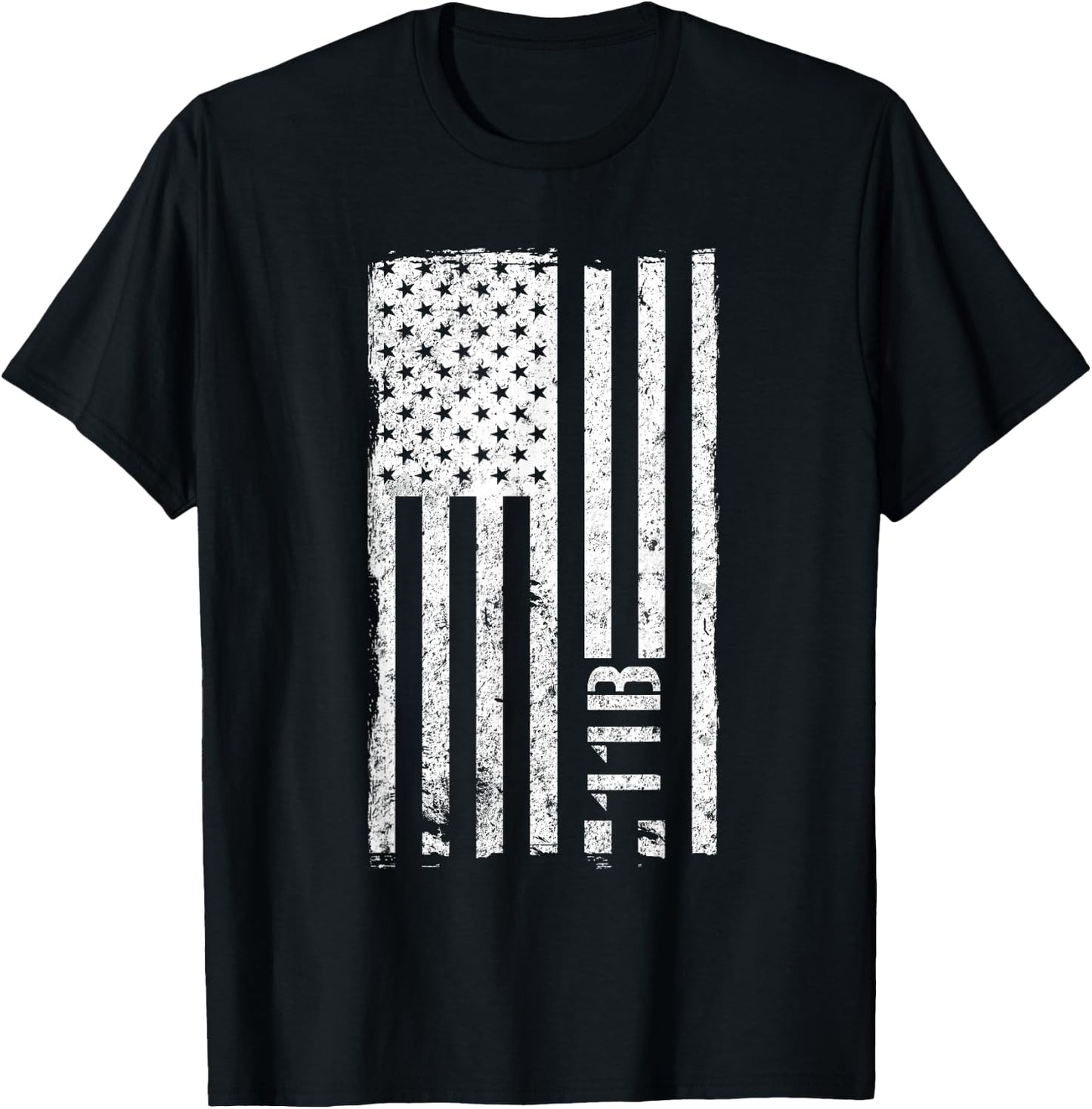 11B Infantryman Military MOS Vintage American Flag T-Shirt - T-Shirt | Black