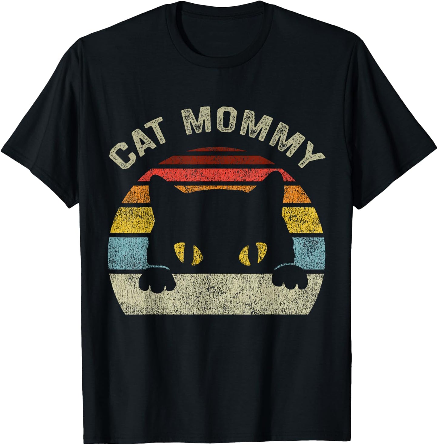 Cat Mommy Women Vintage Retro Black Cats Mom Mothers Day Small T-Shirt - T-Shirt | Black