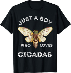 Just A Boy Who Loves Cicadas Insect Magicicada Bug Brood T-Shirt - T-Shirt | Black