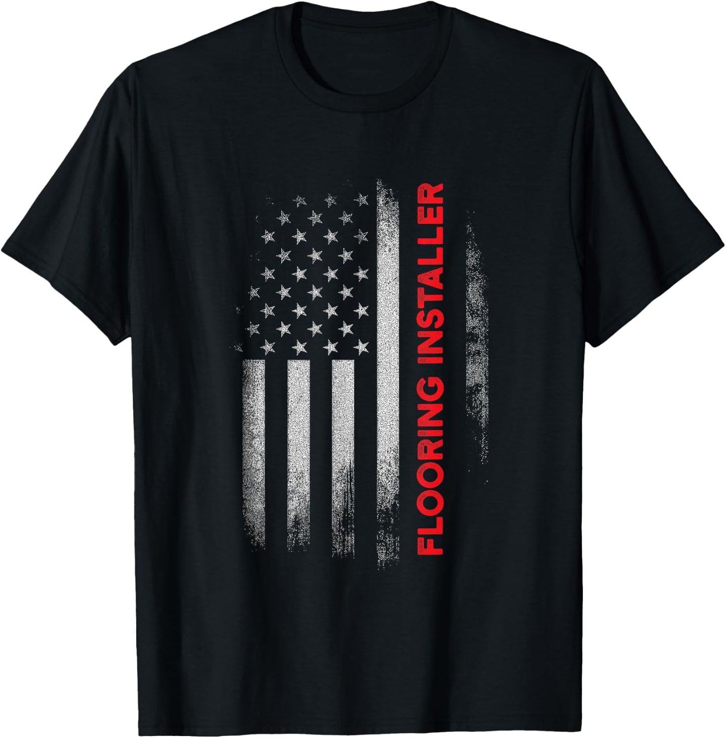 Flooring Installer Contractor USA Flag Floor Installation T-Shirt - T-Shirt | Black