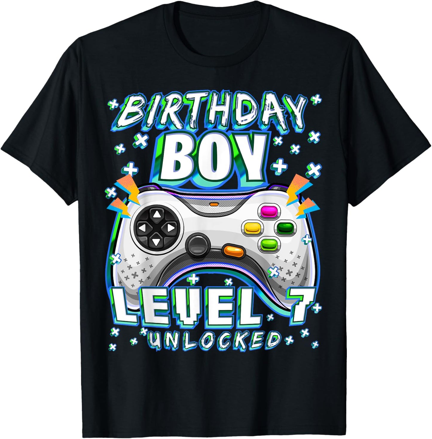 Level 7 Unlocked Video Game 7th Birthday Gamer Boys T-Shirt - T-Shirt | Black