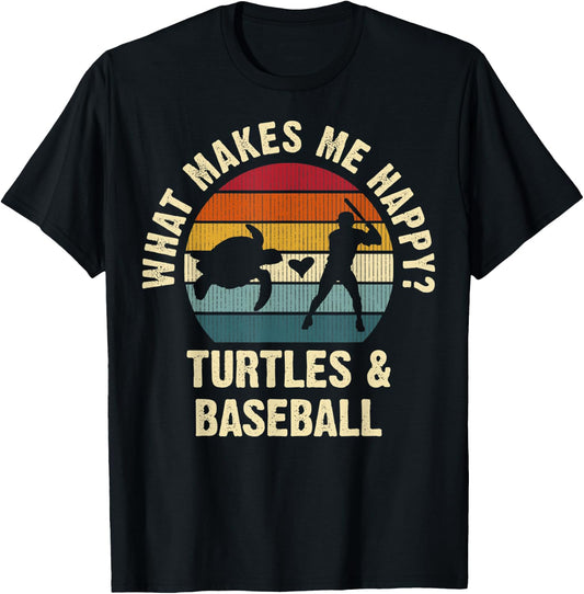 Baseball and Turtle Lovers Vintage Funny Pet Sports cute T-Shirt - T-Shirt | Black