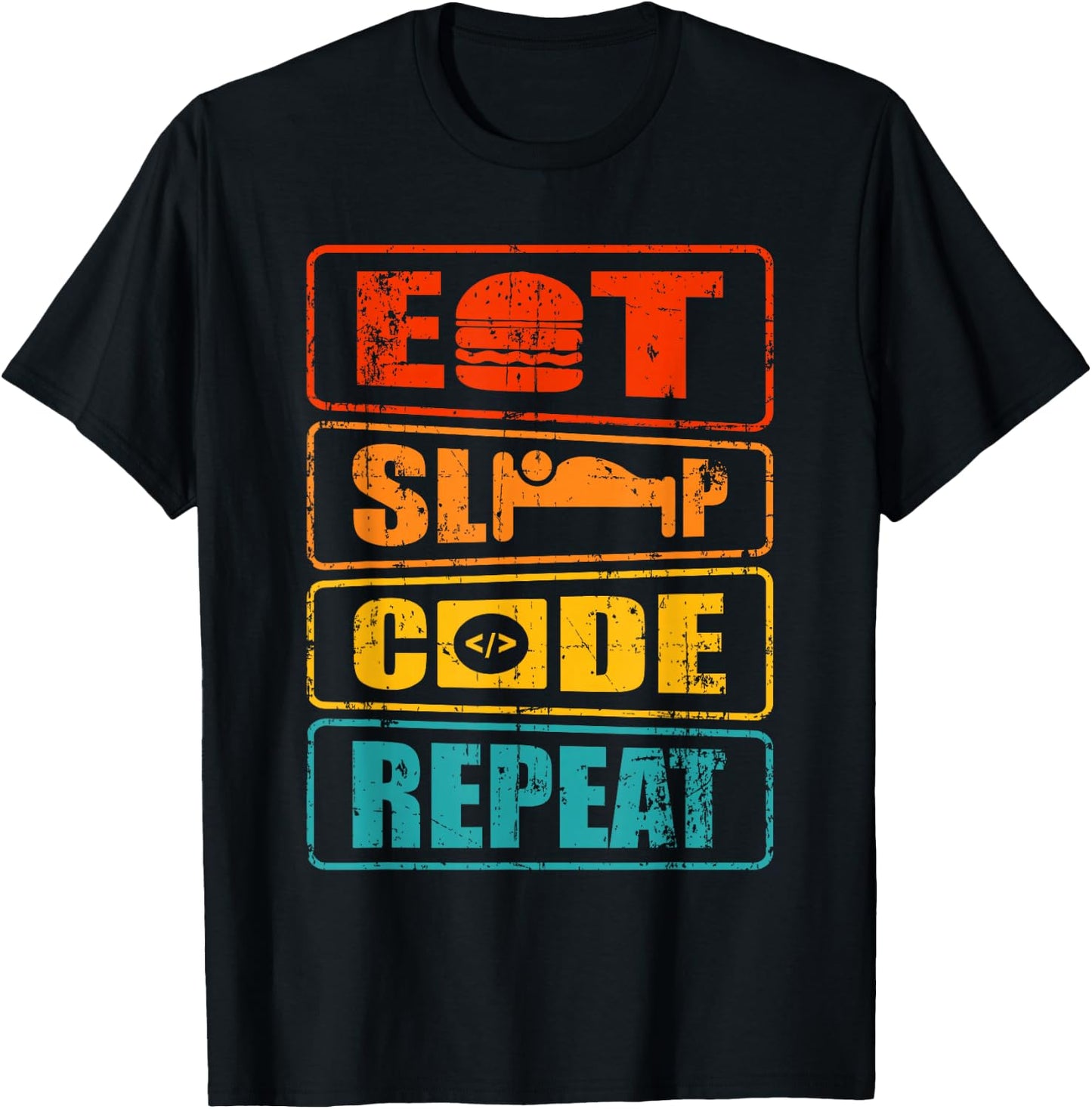 Eat Sleep Code Repeat Computer Science Programmer Gift T-Shirt - T-Shirt | Black