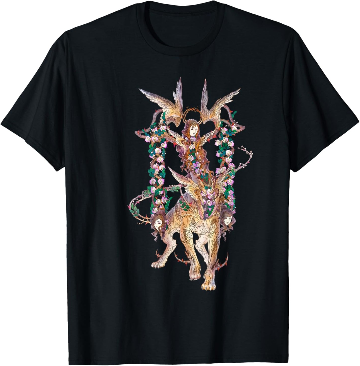 Fantasy art Greek Mythology Sphinx T-Shirt - T-Shirt | Black