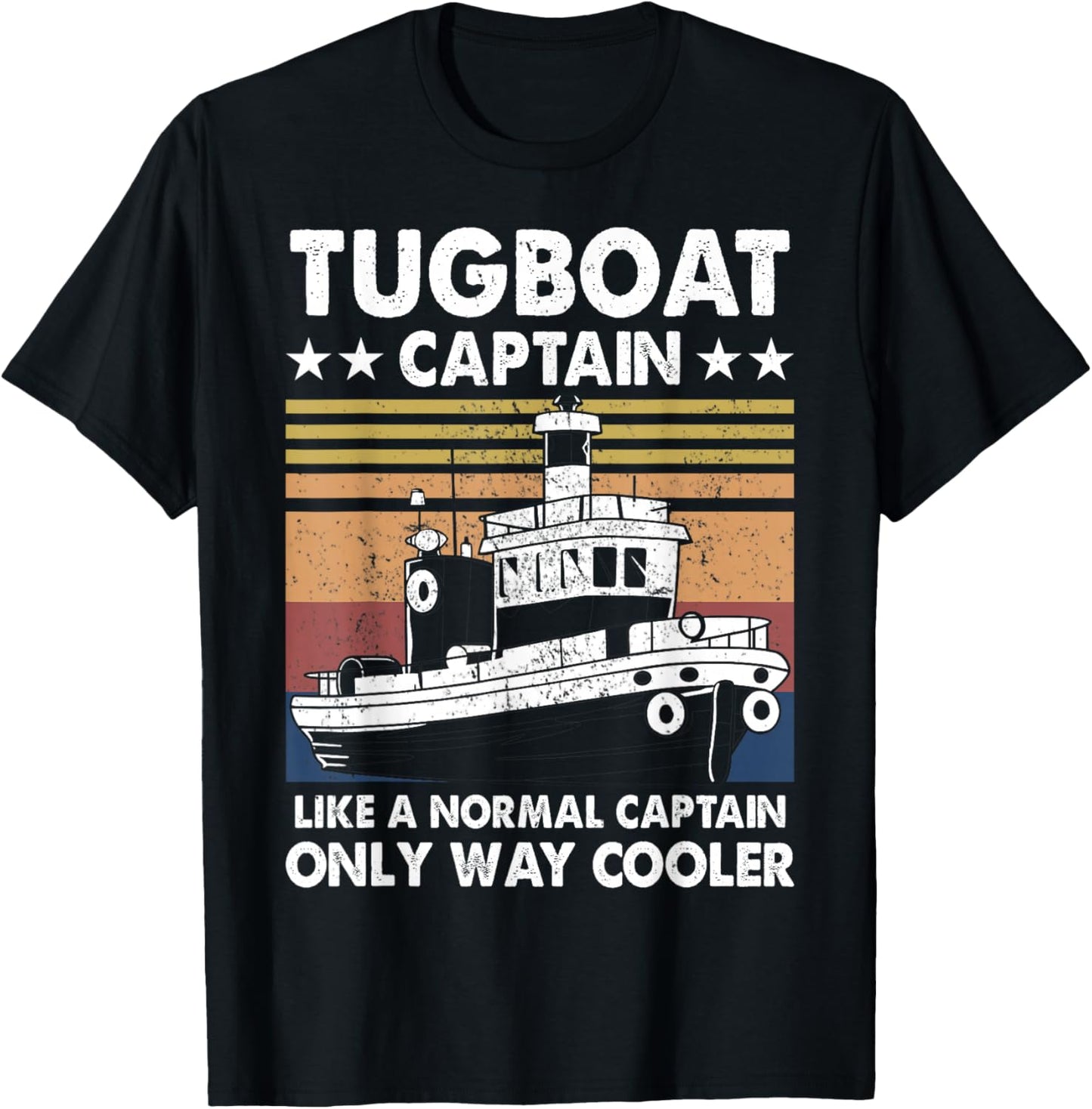 Tugboat Captain Retro Vintage Vessels Ship Tug Boat Pilot T-Shirt - T-Shirt | Black