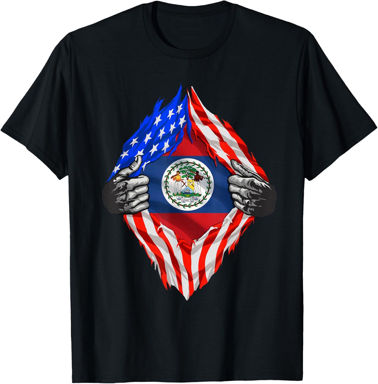 Belize Shirt Super American Belizean Flag Belizean Roots T-Shirt - T-Shirt | Black