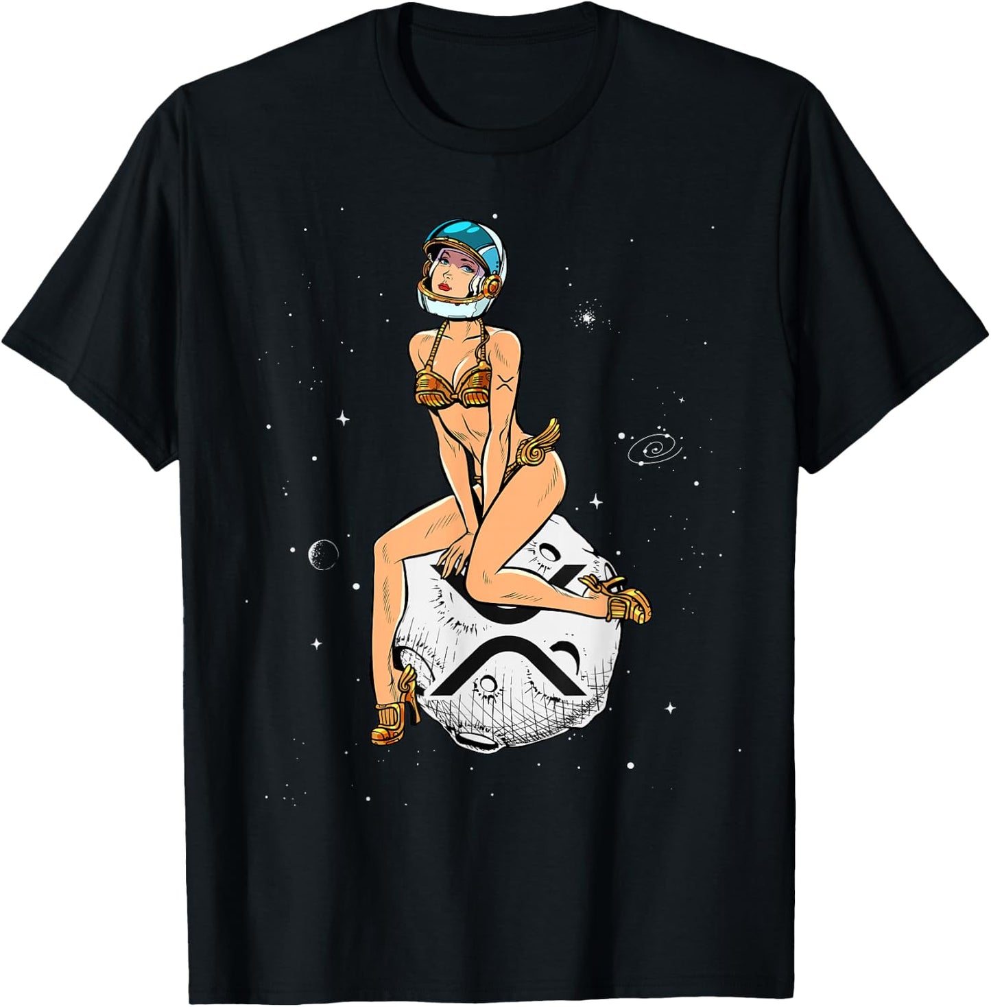 Cryptocurrency Pin-up Girl Hodling XRP Ripple Crypto Moon T-Shirt - T-Shirt | Black