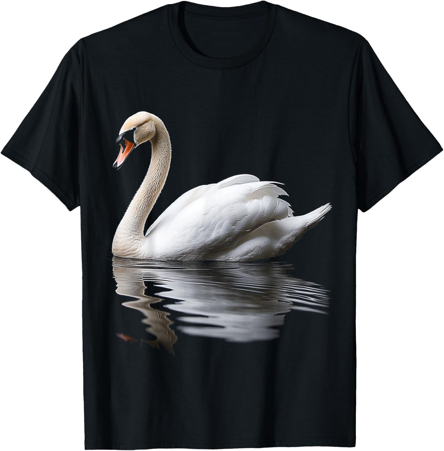 Swan Bird Art Portrait Animal Graphic Motif Swan T-Shirt - T-Shirt | Black