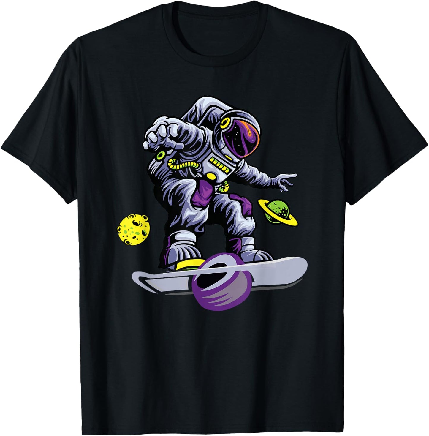 Skating Astronaut on onewheel Skateboard T-Shirt - T-Shirt | Black