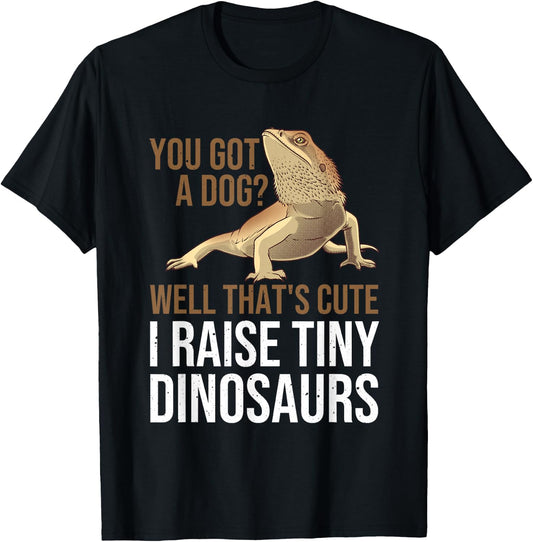 Bearded Dragon Gift Men Women Funny I Raise Tiny Dinosaurs Small T-Shirt - T-Shirt | Black