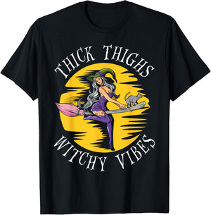 Thick Thighs Witchy Vibes T-Shirt - T-Shirt | Black