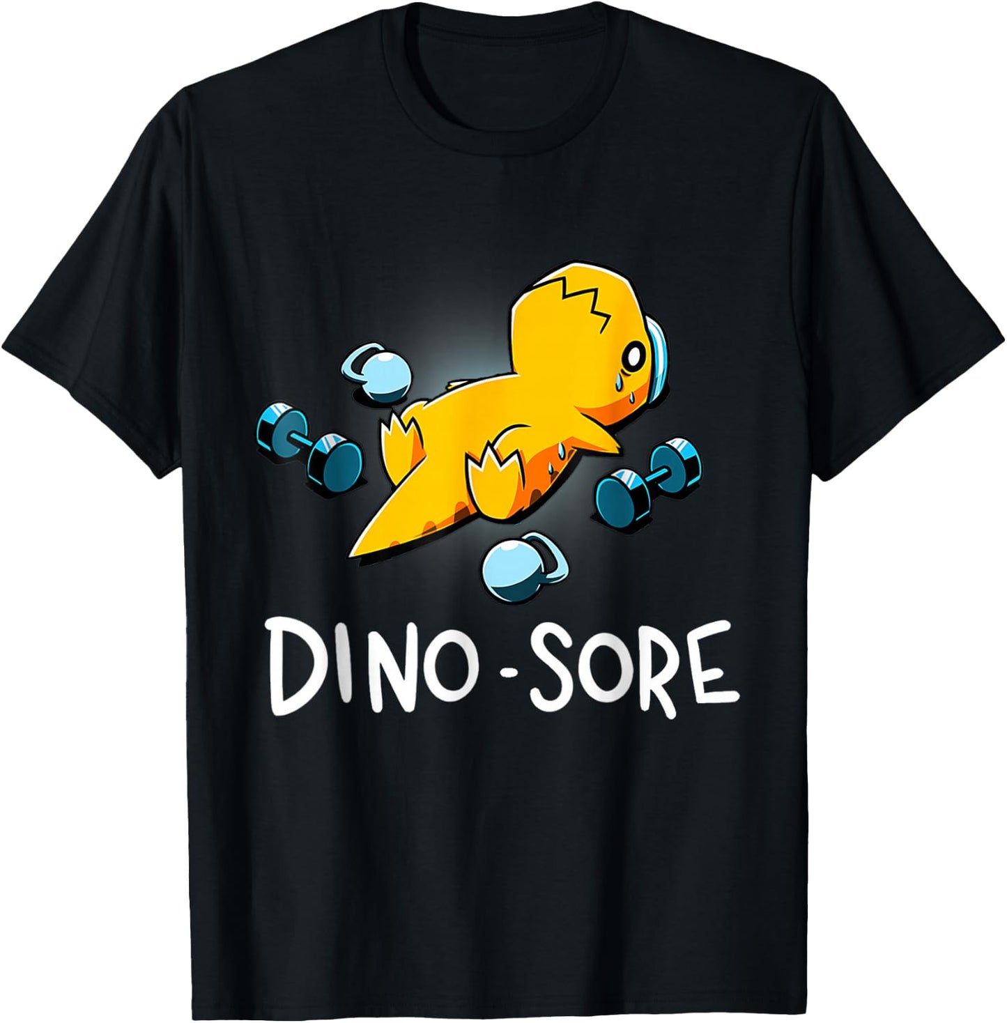 Funny Dinosaur Workout Gym Fitness Lifting, Cute Dino Sore T-Shirt - T-Shirt | Black
