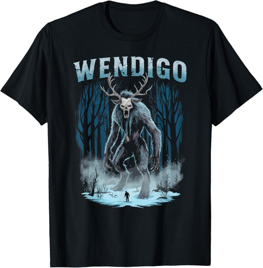 Wendigo Monster Legendary Creature Cryptozoology Cryptid T-Shirt - T-Shirt | Black