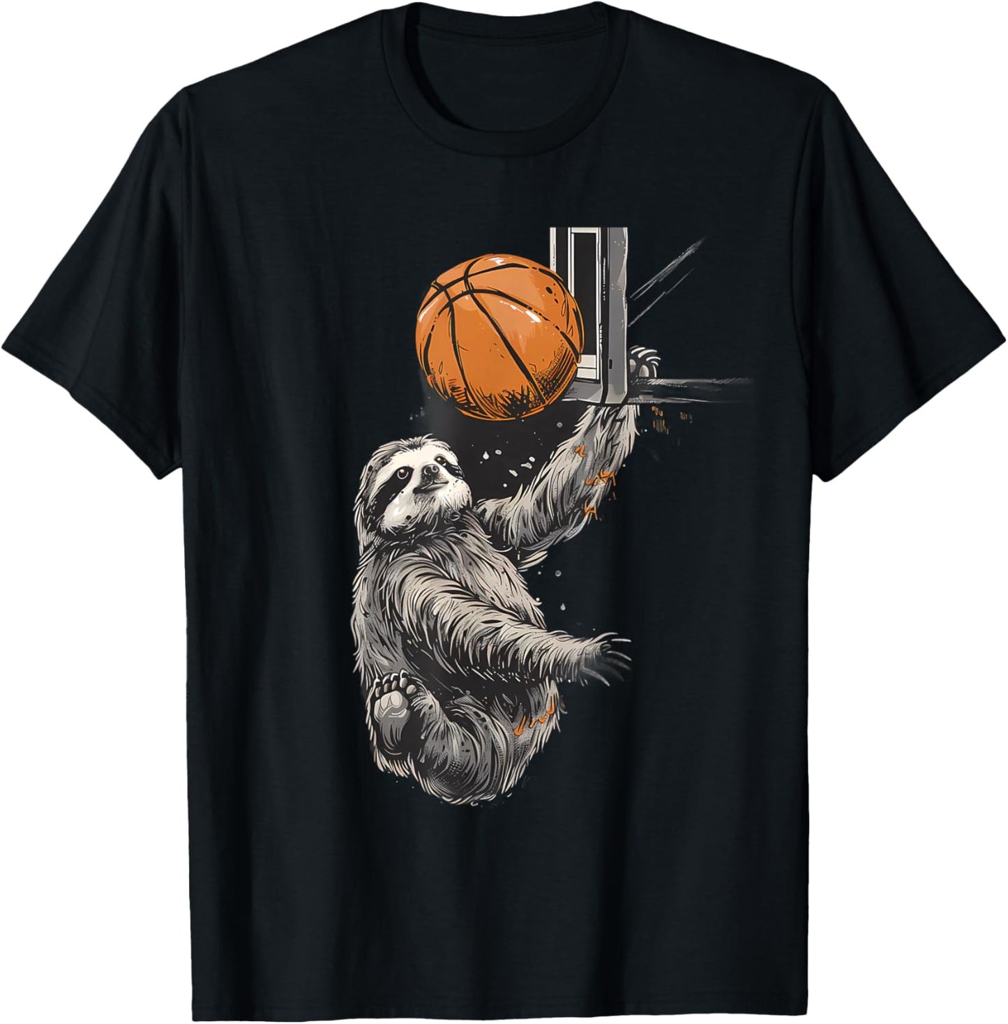 Basketball Sloth Basketball Hoop Basketball Lover Slam Dunk T-Shirt - T-Shirt | Black