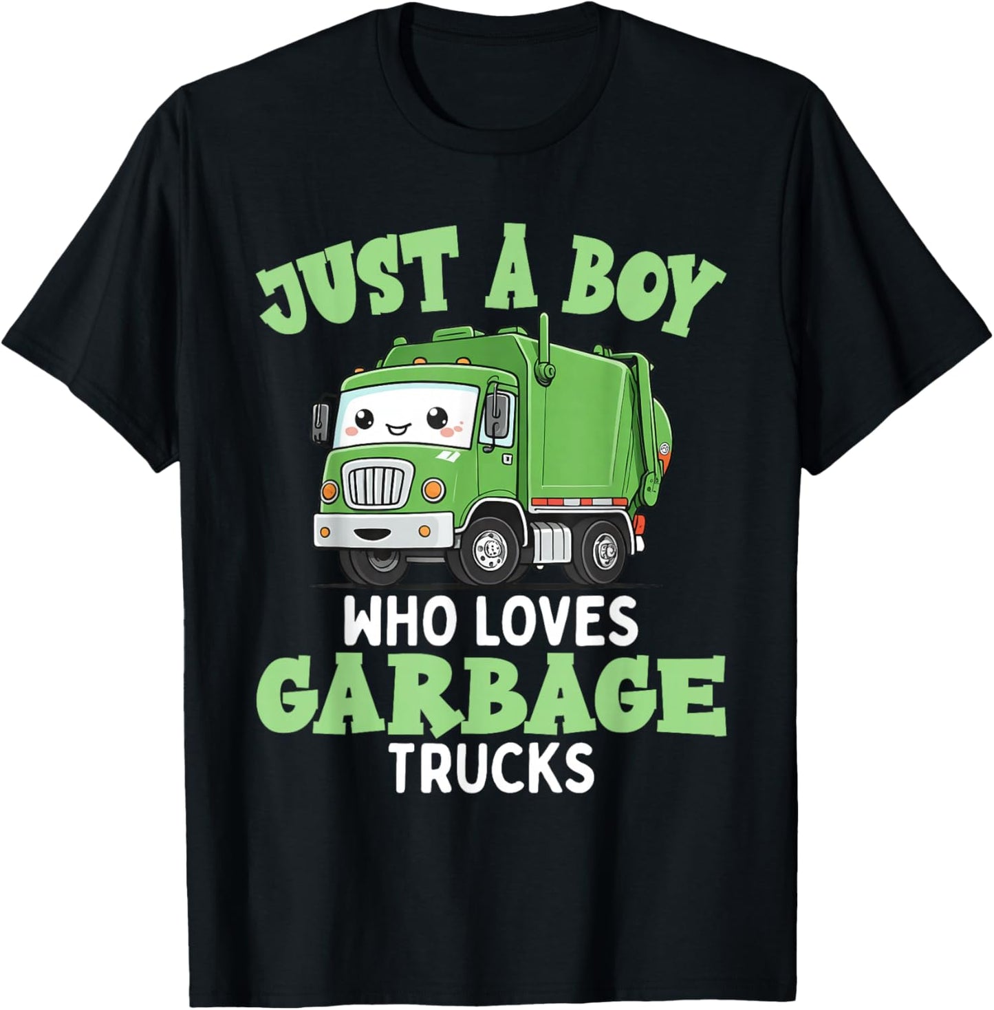 Kids A Boy Who Loves Garbage Trucks Birthday Party Toddlers T-Shirt - T-Shirt | Black