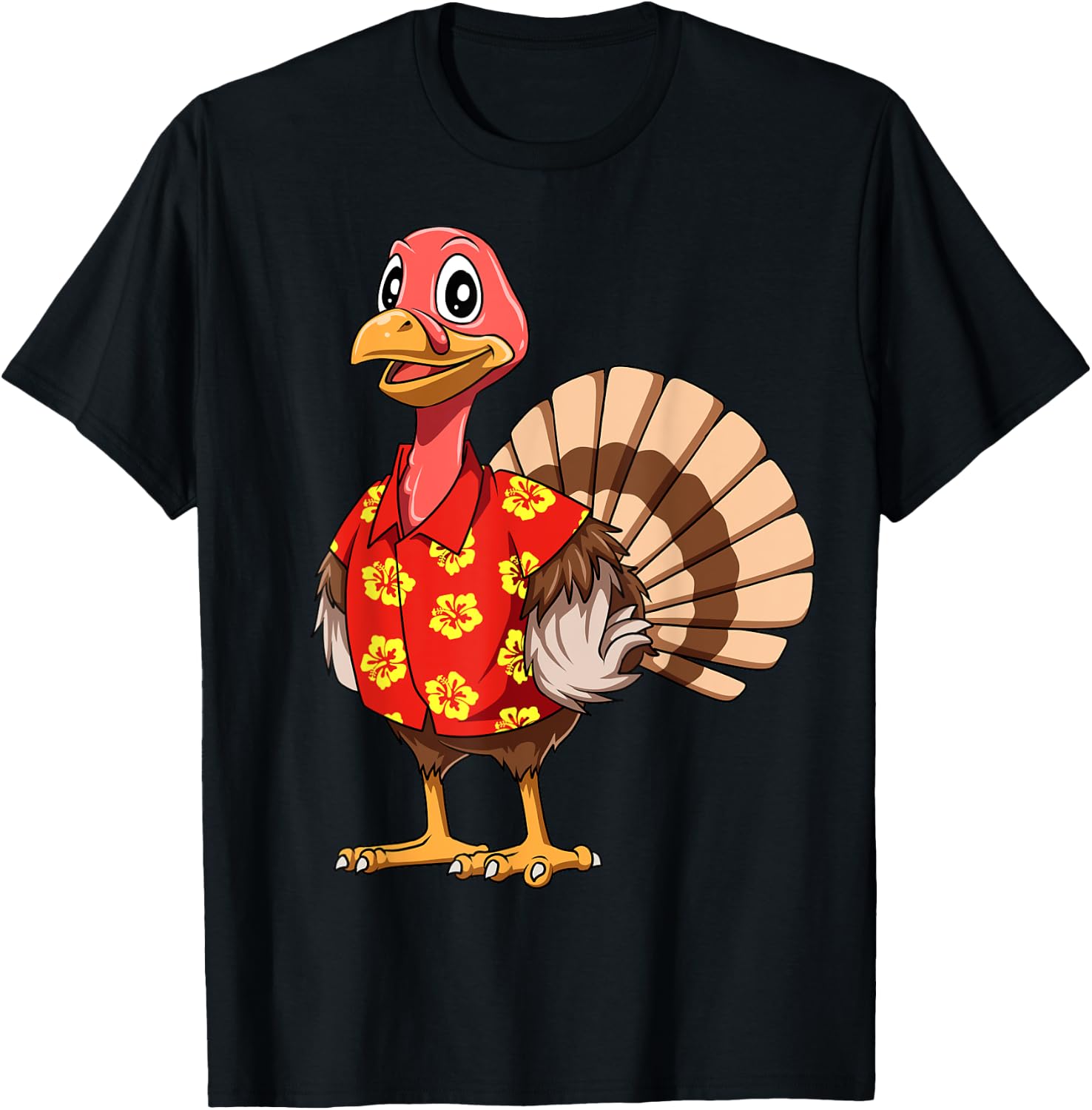 Turkey Hawaiian Thanksgiving Turkey Funny Hawaii Beach Party Men Women Kids T-Shirt - T-Shirt | Black