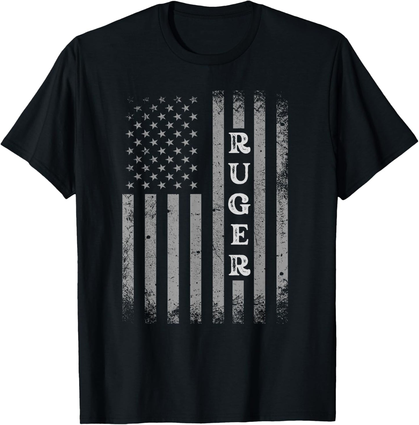 Retro American Flag UAS Ruger Men Family Day Shirt Matching T-Shirt - T-Shirt | Black