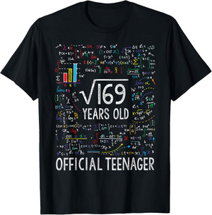 Square Root of 169 13 Years Old Official Teenager Birthday T-Shirt - T-Shirt | Black