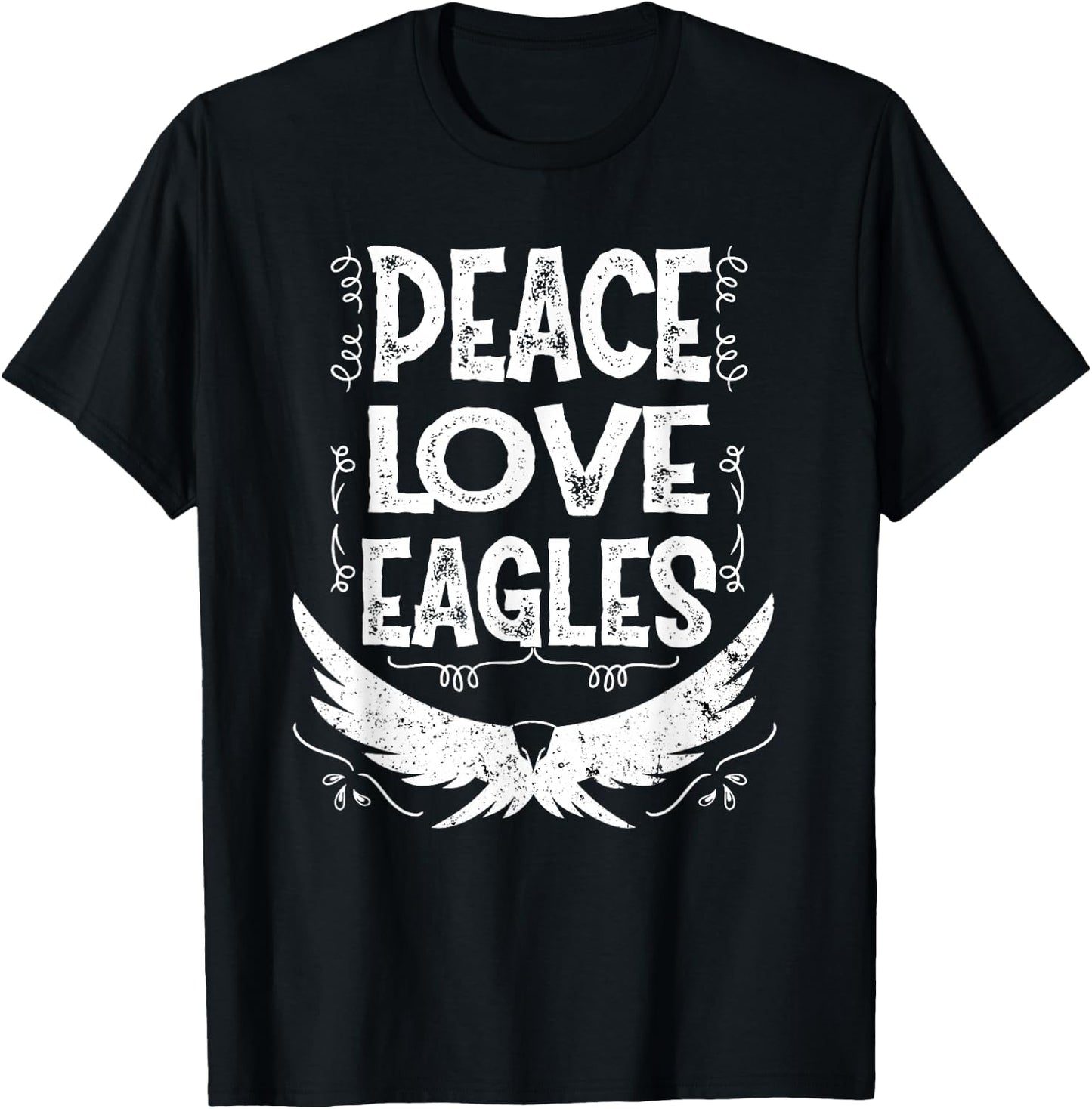 Peace Love Eagles Gift Bald Eagle T-Shirt - T-Shirt | Black