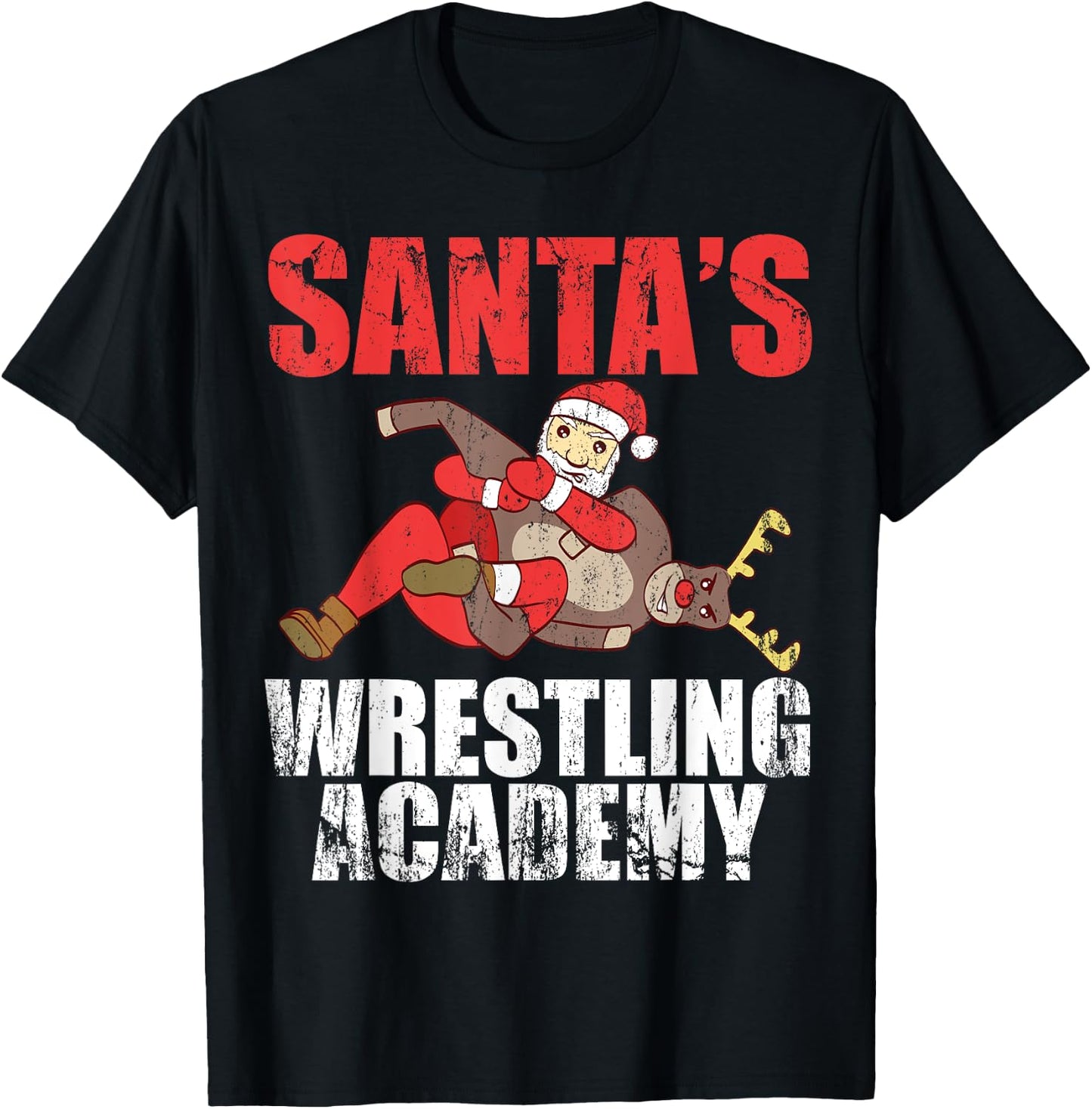 Santa Sport Wrestling Ring Fight Choke Tap Design T-Shirt - T-Shirt | Black