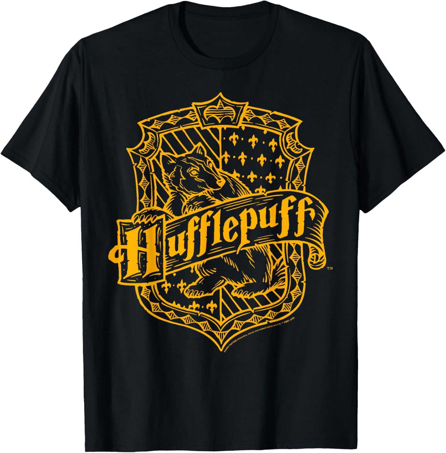 Harry Potter Hufflepuff Dark Detailed Crest T-Shirt - T-Shirt | Black