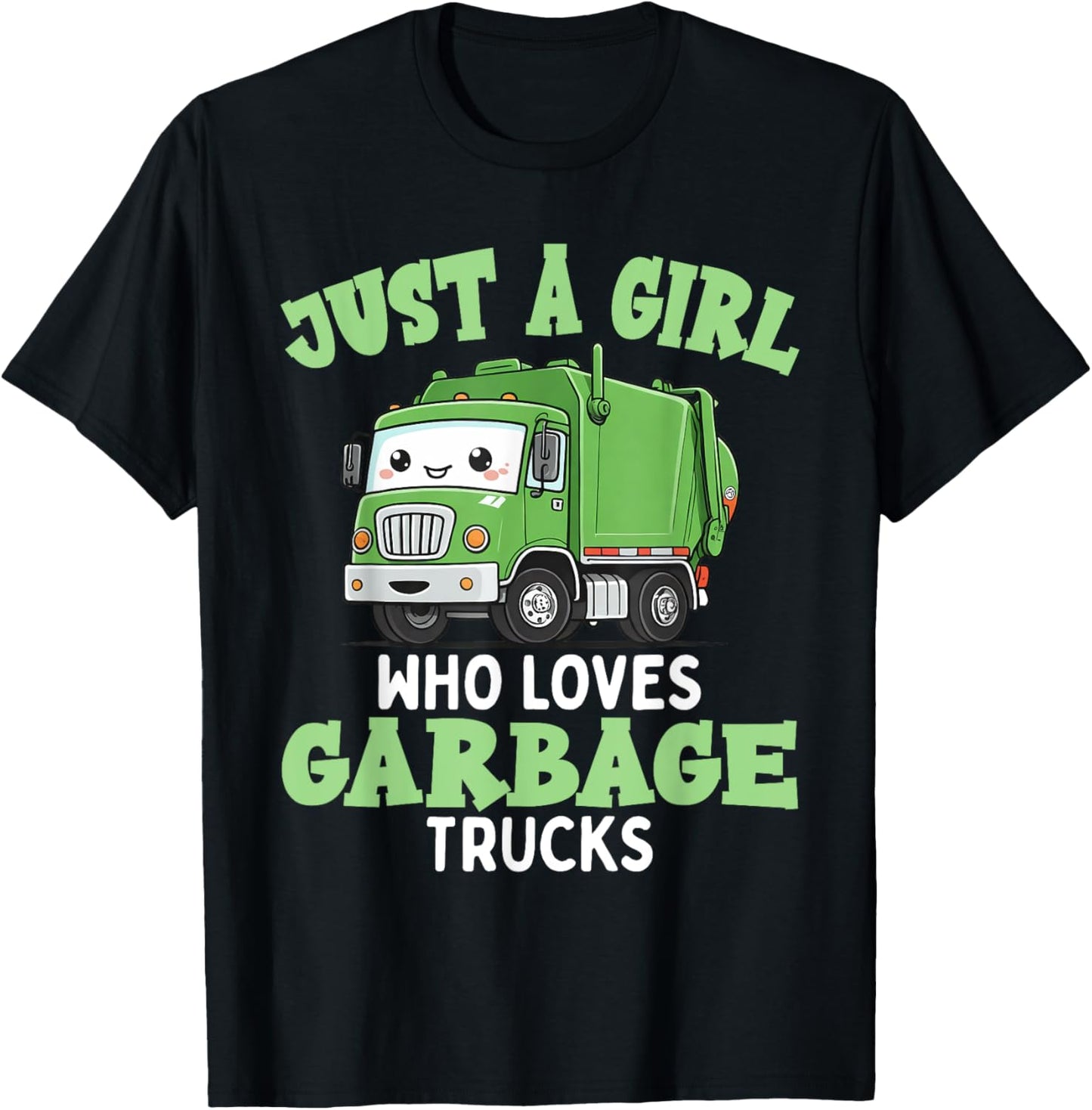Kids A Girl Who Loves Garbage Trucks Birthday Party Toddlers T-Shirt - T-Shirt | Black