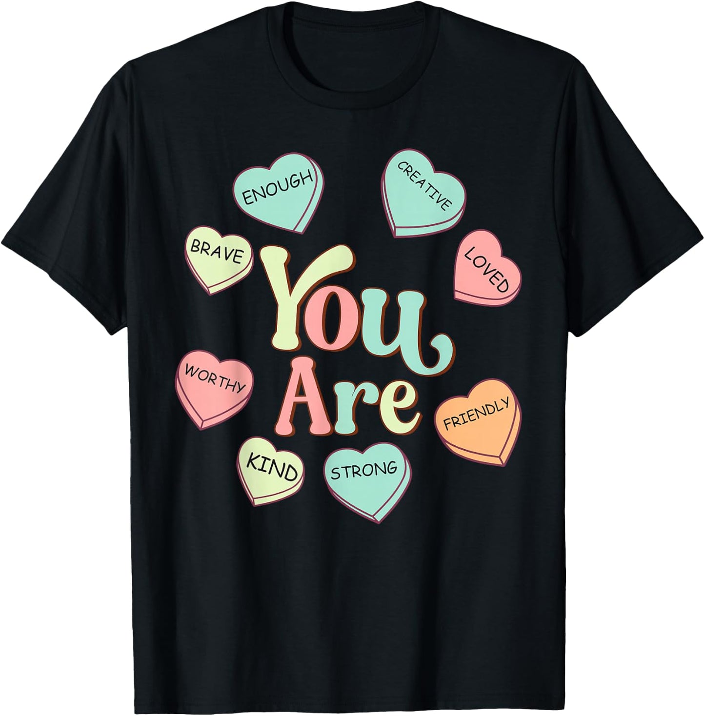 Retro Teacher Valentines Day You Are Cute Heart Cupid T-Shirt - T-Shirt | Black