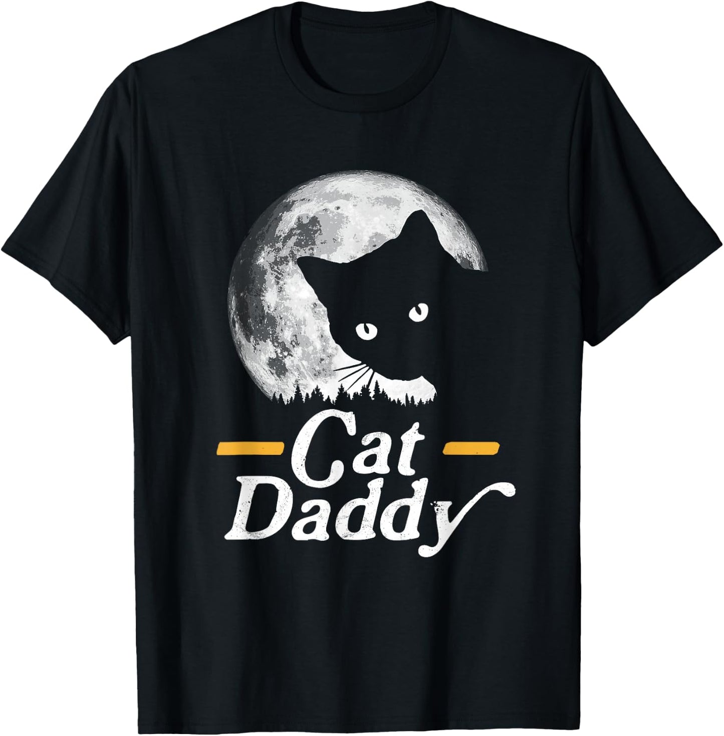 Cat Daddy Vintage Eighties Style Cat Retro Full Moon T-Shirt - T-Shirt | Black