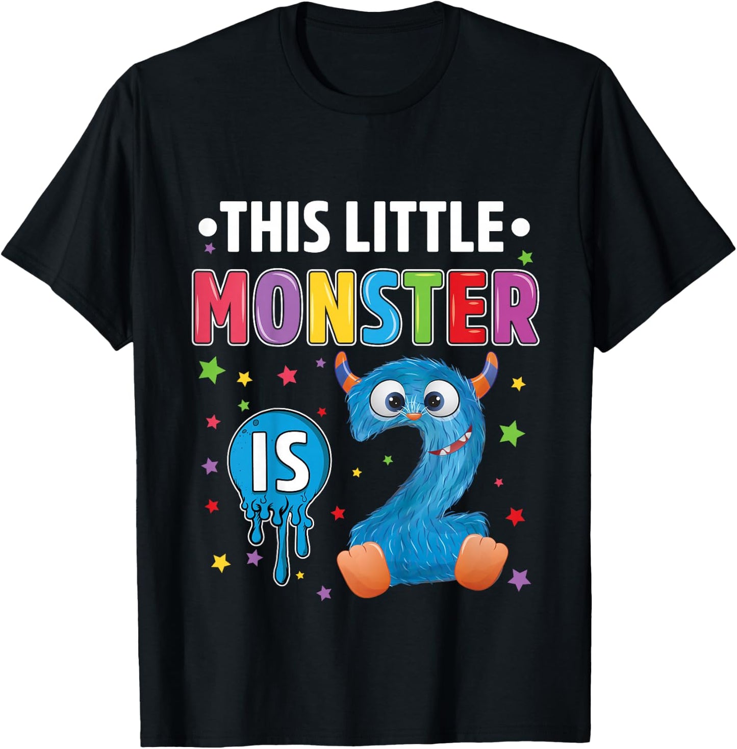 Little Monster Birthday 2 years old 2nd B-day Monster T-Shirt - T-Shirt | Black