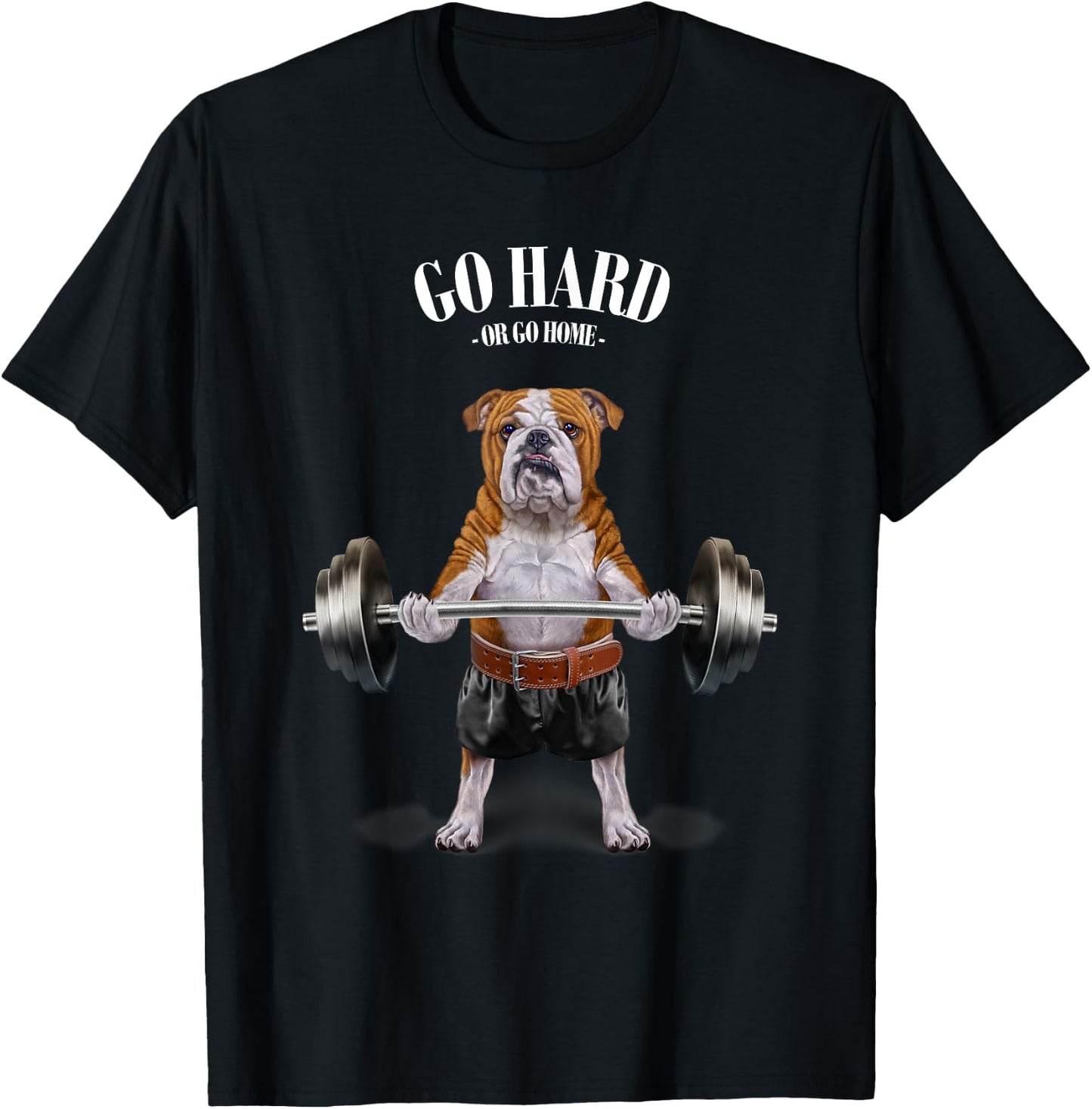 Bulldog Dog Weightlifting in Fitness Gym T-Shirt - T-Shirt | Black