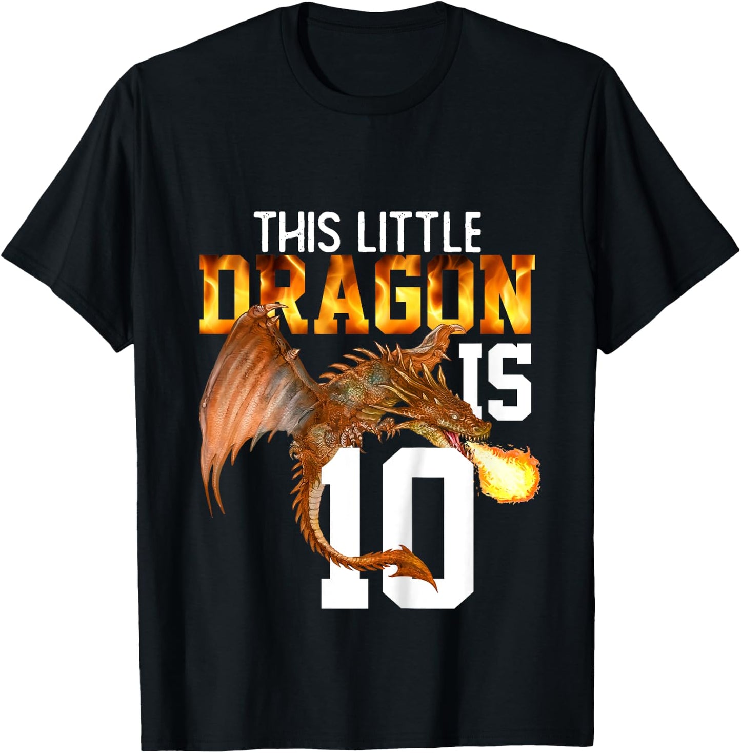 Turning 10 Year Old Birthday Gift Boy Dragon 10th Bday Girl T-Shirt - T-Shirt | Black