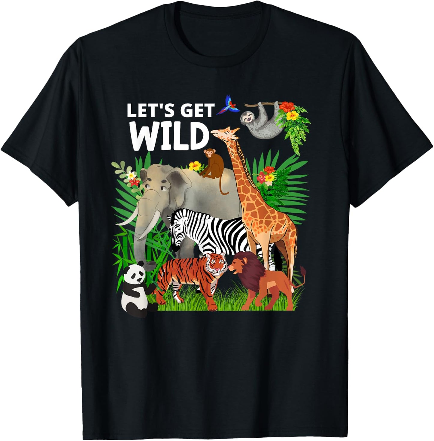 Zoo Animals Wildlife Birthday Party A Day At The Zoo Safari T-Shirt - T-Shirt | Black