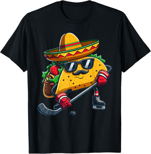 Taco Ice hockey player Funny Cinco De Mayo T-Shirt - T-Shirt | Black