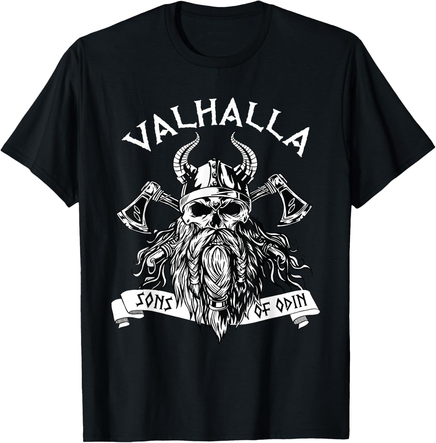 Viking Valhalla Sons Of Odin Norse Nordish Thor Mythology T-Shirt - T-Shirt | Black
